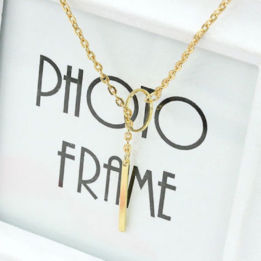 Circle And Bar Closure Lariat Necklace - Picture 4 of 5